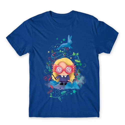 Királykék Harry Potter férfi rövid ujjú póló - Luna Lovegood Watercolor