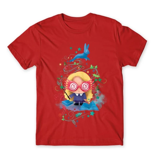 Piros Harry Potter férfi rövid ujjú póló - Luna Lovegood Watercolor