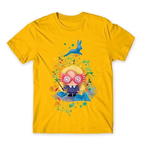 Sárga Harry Potter férfi rövid ujjú póló - Luna Lovegood Watercolor