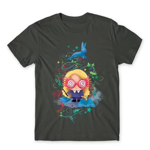 Sötétszürke Harry Potter férfi rövid ujjú póló - Luna Lovegood Watercolor