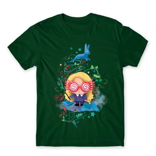 Sötétzöld Harry Potter férfi rövid ujjú póló - Luna Lovegood Watercolor