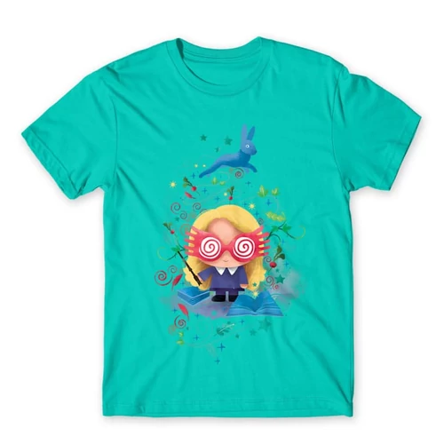 Türkiz Harry Potter férfi rövid ujjú póló - Luna Lovegood Watercolor