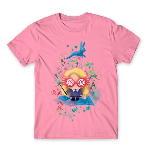 Világos rózsaszín Harry Potter férfi rövid ujjú póló - Luna Lovegood Watercolor