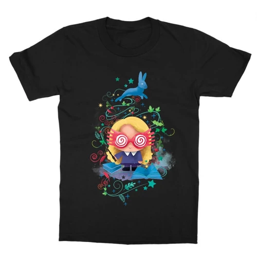 Fekete Harry Potter gyerek rövid ujjú póló - Luna Lovegood Watercolor