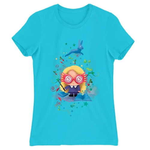 Atollkék Harry Potter női rövid ujjú póló - Luna Lovegood Watercolor