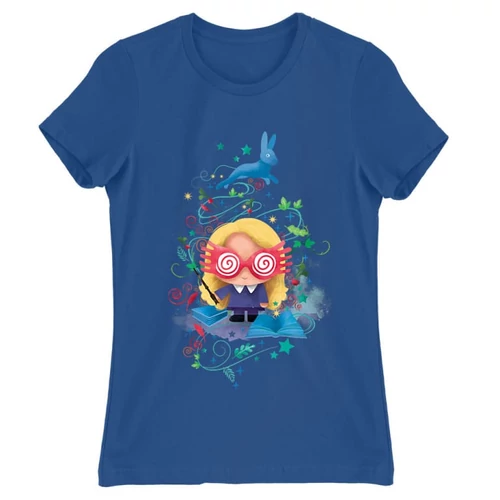 Királykék Harry Potter női rövid ujjú póló - Luna Lovegood Watercolor