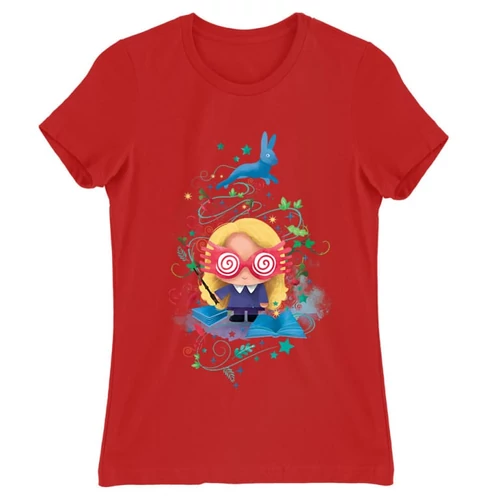 Piros Harry Potter női rövid ujjú póló - Luna Lovegood Watercolor