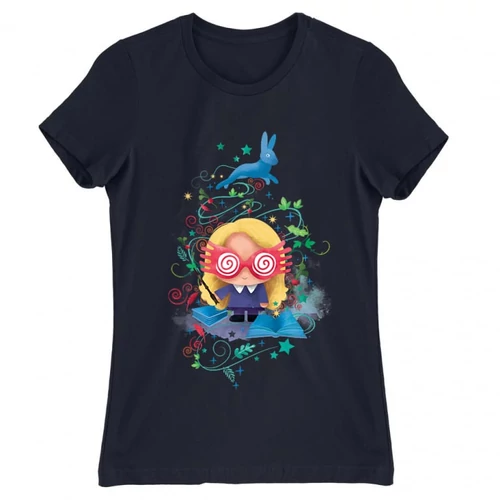 Sötétkék Harry Potter női rövid ujjú póló - Luna Lovegood Watercolor