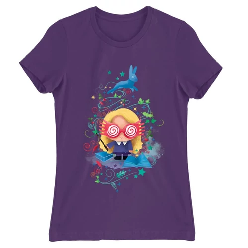 Sötétlila Harry Potter női rövid ujjú póló - Luna Lovegood Watercolor