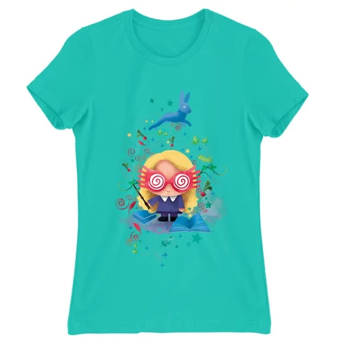 Türkiz Harry Potter női rövid ujjú póló - Luna Lovegood Watercolor