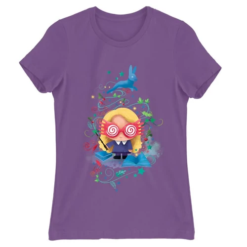 Világoslila Harry Potter női rövid ujjú póló - Luna Lovegood Watercolor