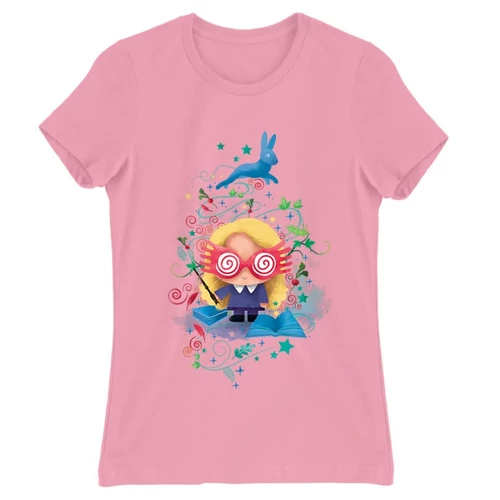 Világos rózsaszín Harry Potter női rövid ujjú póló - Luna Lovegood Watercolor