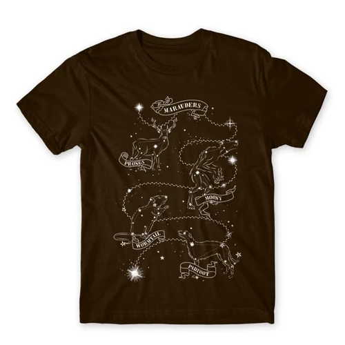 Barna Harry Potter férfi rövid ujjú póló - Marauders constellation