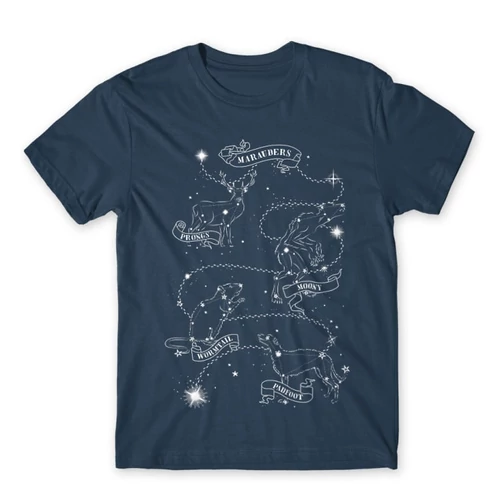 Denim Harry Potter férfi rövid ujjú póló - Marauders constellation