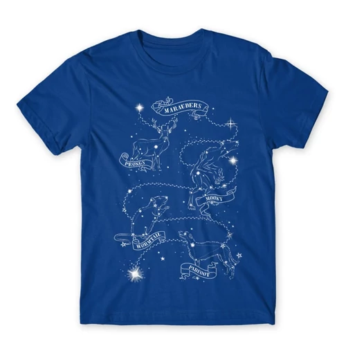 Királykék Harry Potter férfi rövid ujjú póló - Marauders constellation