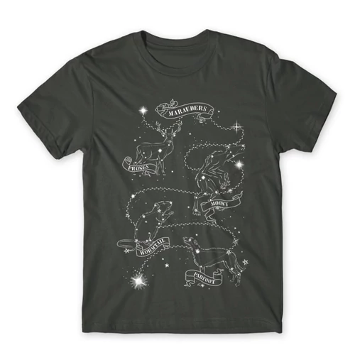 Sötétszürke Harry Potter férfi rövid ujjú póló - Marauders constellation