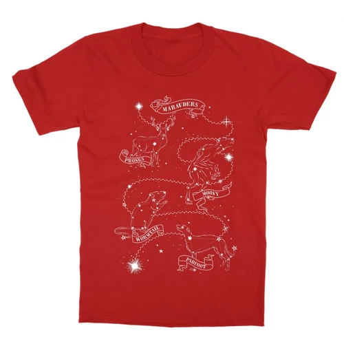Piros Harry Potter gyerek rövid ujjú póló - Marauders constellation