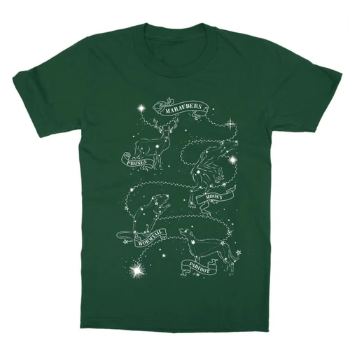 Sötétzöld Harry Potter gyerek rövid ujjú póló - Marauders constellation