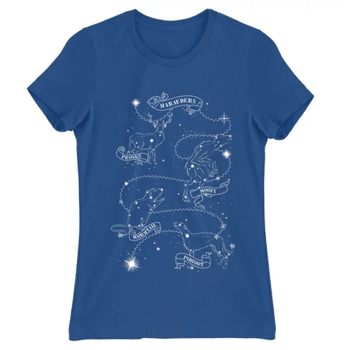 Királykék Harry Potter női rövid ujjú póló - Marauders constellation