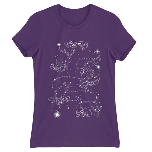 Sötétlila THarry Potter női rövid ujjú póló - Marauders constellation