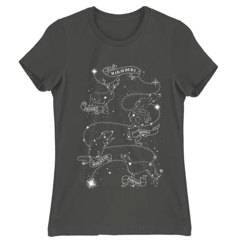 Sötétszürke Harry Potter női rövid ujjú póló - Marauders constellation