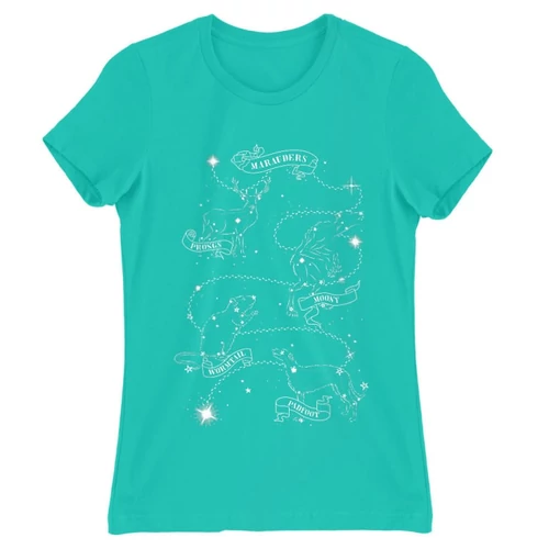Türkiz Harry Potter női rövid ujjú póló - Marauders constellation