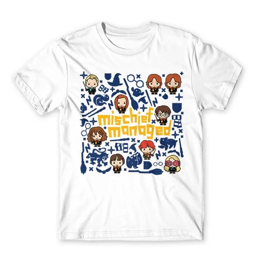 Fehér Harry Potter férfi rövid ujjú póló - Michief Managed