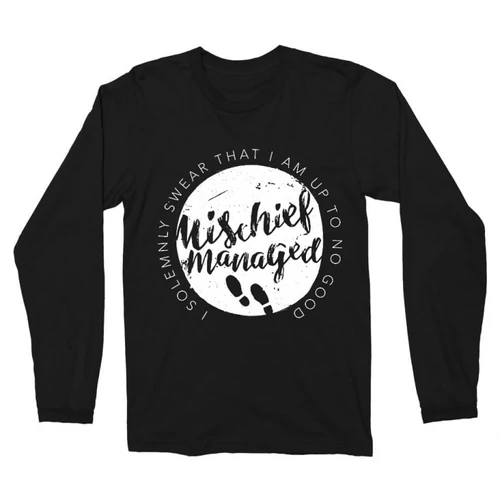 Fekete Harry Potter férfi hosszú ujjú póló - Mischief Managed Logo