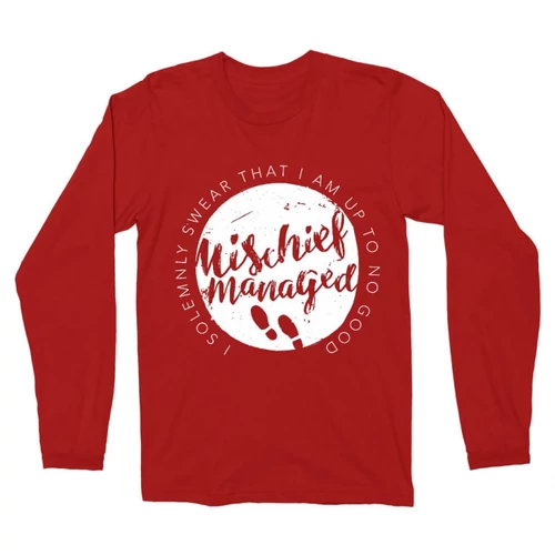 Piros Harry Potter férfi hosszú ujjú póló - Mischief Managed Logo