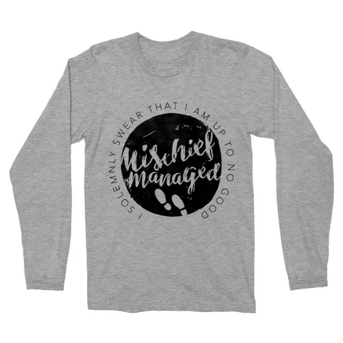 Sportszürke Harry Potter férfi hosszú ujjú póló - Mischief Managed Logo