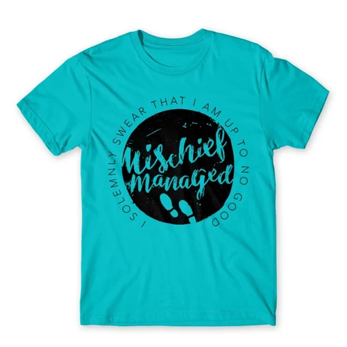 Atollkék Harry Potter férfi rövid ujjú póló - Mischief Managed Logo