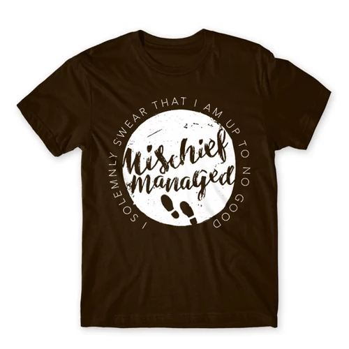 Barna Harry Potter férfi rövid ujjú póló - Mischief Managed Logo