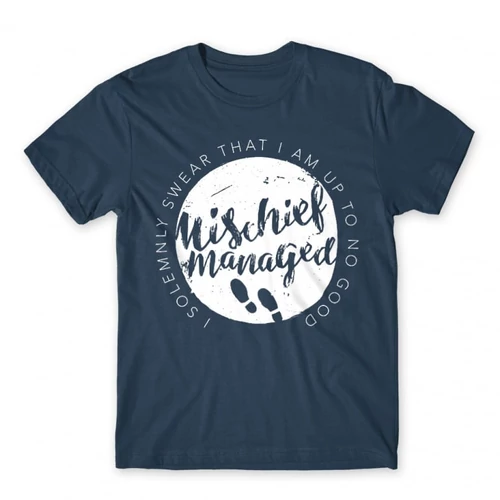 Denim Harry Potter férfi rövid ujjú póló - Mischief Managed Logo