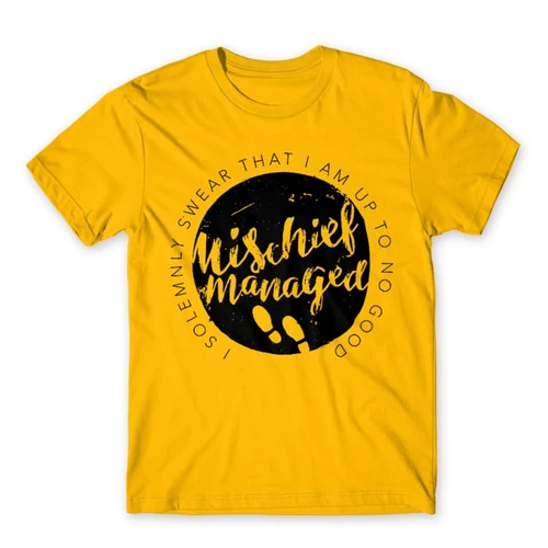 Sárga Harry Potter férfi rövid ujjú póló - Mischief Managed Logo