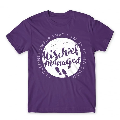 Sötétlila Harry Potter férfi rövid ujjú póló - Mischief Managed Logo