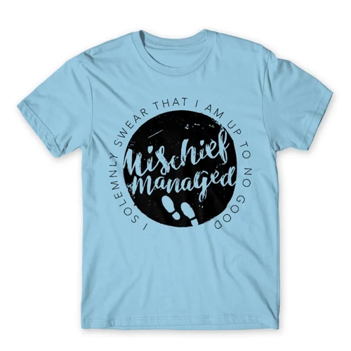 Világoskék Harry Potter férfi rövid ujjú póló - Mischief Managed Logo