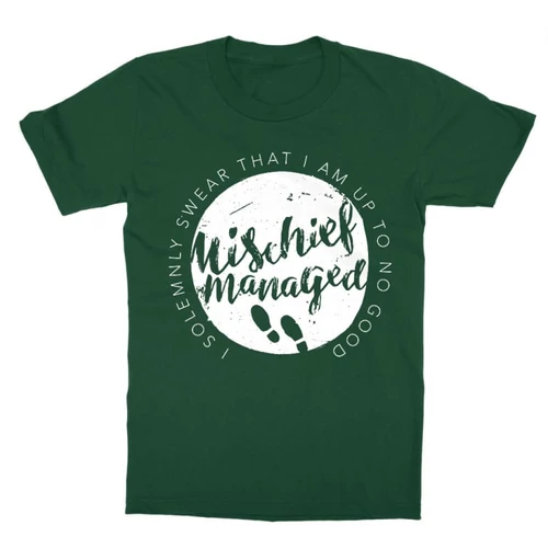 Sötétzöld Harry Potter gyerek rövid ujjú póló - Mischief Managed Logo