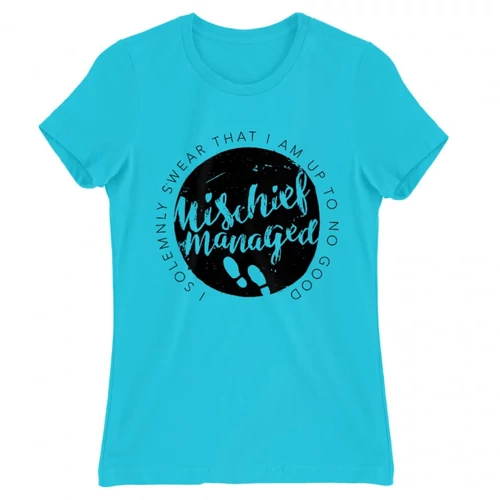 Atollkék Harry Potter női rövid ujjú póló - Mischief Managed Logo