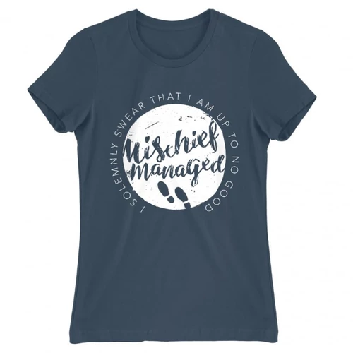Denim Harry Potter női rövid ujjú póló - Mischief Managed Logo