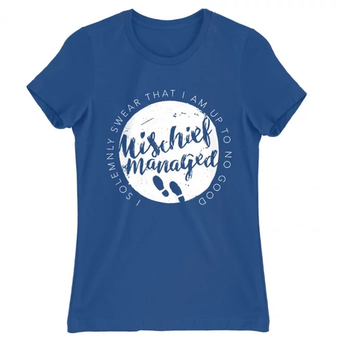 Királykék Harry Potter női rövid ujjú póló - Mischief Managed Logo