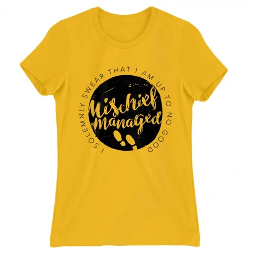 Sárga Harry Potter női rövid ujjú póló - Mischief Managed Logo