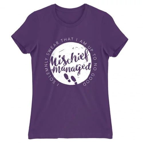 Sötétlila Harry Potter női rövid ujjú póló - Mischief Managed Logo