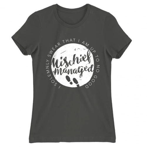 Sötétszürke Harry Potter női rövid ujjú póló - Mischief Managed Logo