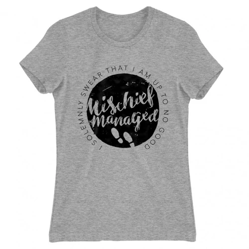 Sportszürke Harry Potter női rövid ujjú póló - Mischief Managed Logo