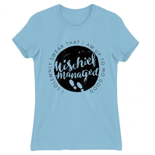 Világoskék Harry Potter női rövid ujjú póló - Mischief Managed Logo