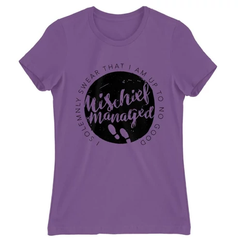 Világoslila Harry Potter női rövid ujjú póló - Mischief Managed Logo