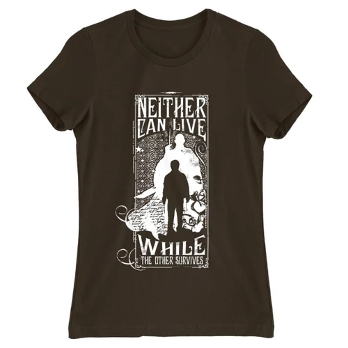 Barna Harry Potter női rövid ujjú póló - Neither can live