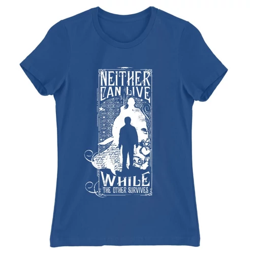 Királykék Harry Potter női rövid ujjú póló - Neither can live