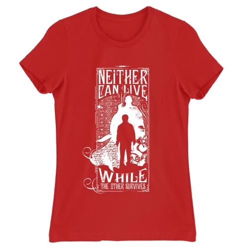 Piros Harry Potter női rövid ujjú póló - Neither can live