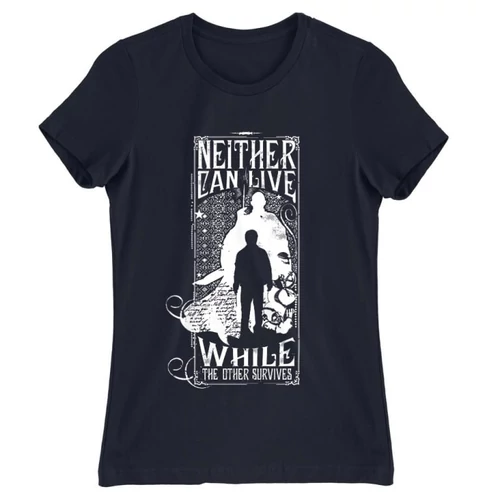 Sötétkék Harry Potter női rövid ujjú póló - Neither can live